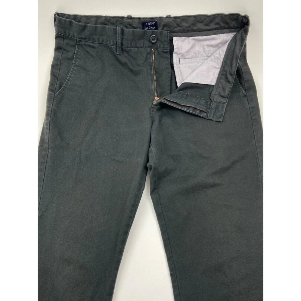 J CREW Sutton Mens 34x32 Dark Gray Soft 100% Cotton Straight Khaki/Chino Pants